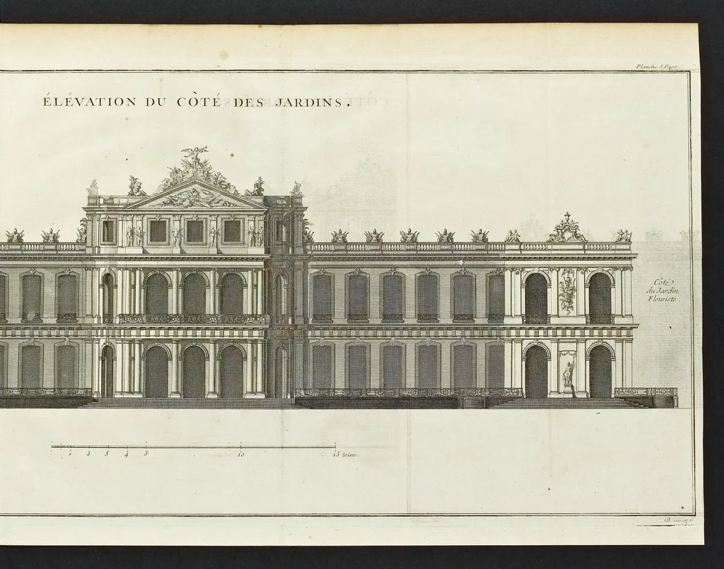 An illustration from De la distribution des maisons de plaisance, et de la decoration des edifices en general, 1737, leaf 104