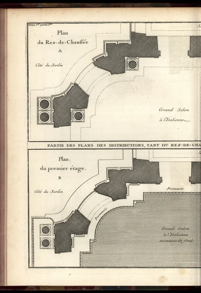 An illustration from De la distribution des maisons de plaisance, et de la decoration des edifices en general, 1737, leaf 133