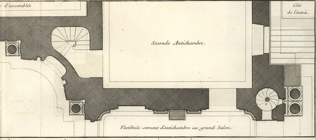 An illustration from De la distribution des maisons de plaisance, et de la decoration des edifices en general, 1737, leaf 134