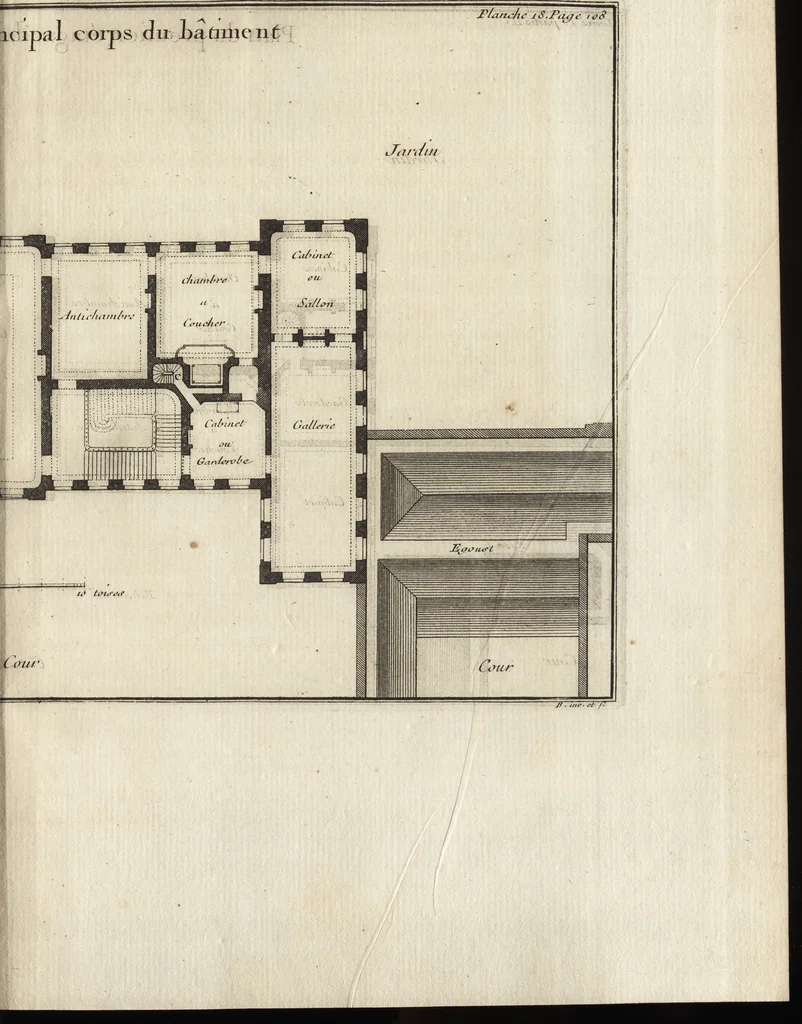 An illustration from De la distribution des maisons de plaisance, et de la decoration des edifices en general, 1737, leaf 206