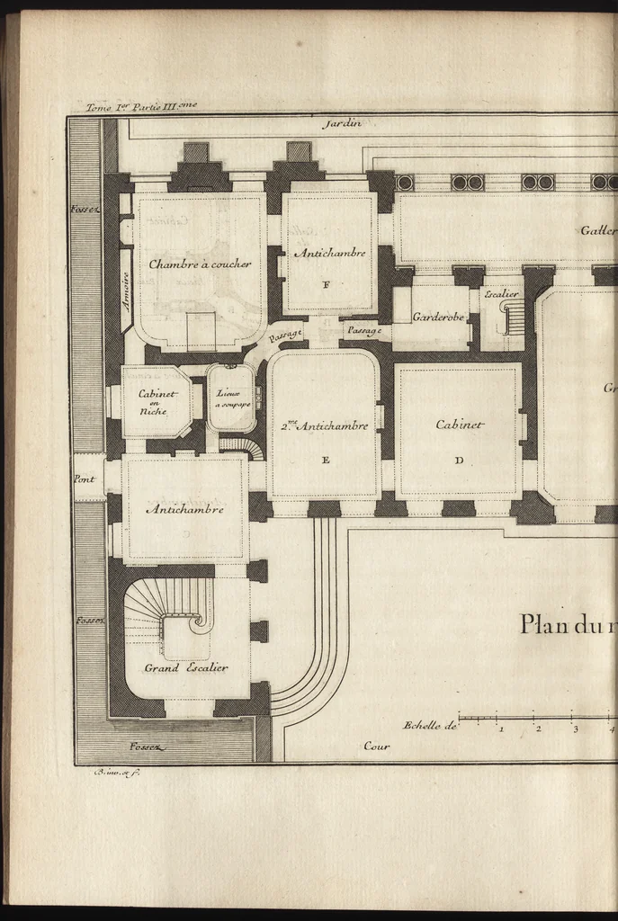 An illustration from De la distribution des maisons de plaisance, et de la decoration des edifices en general, 1737, leaf 237