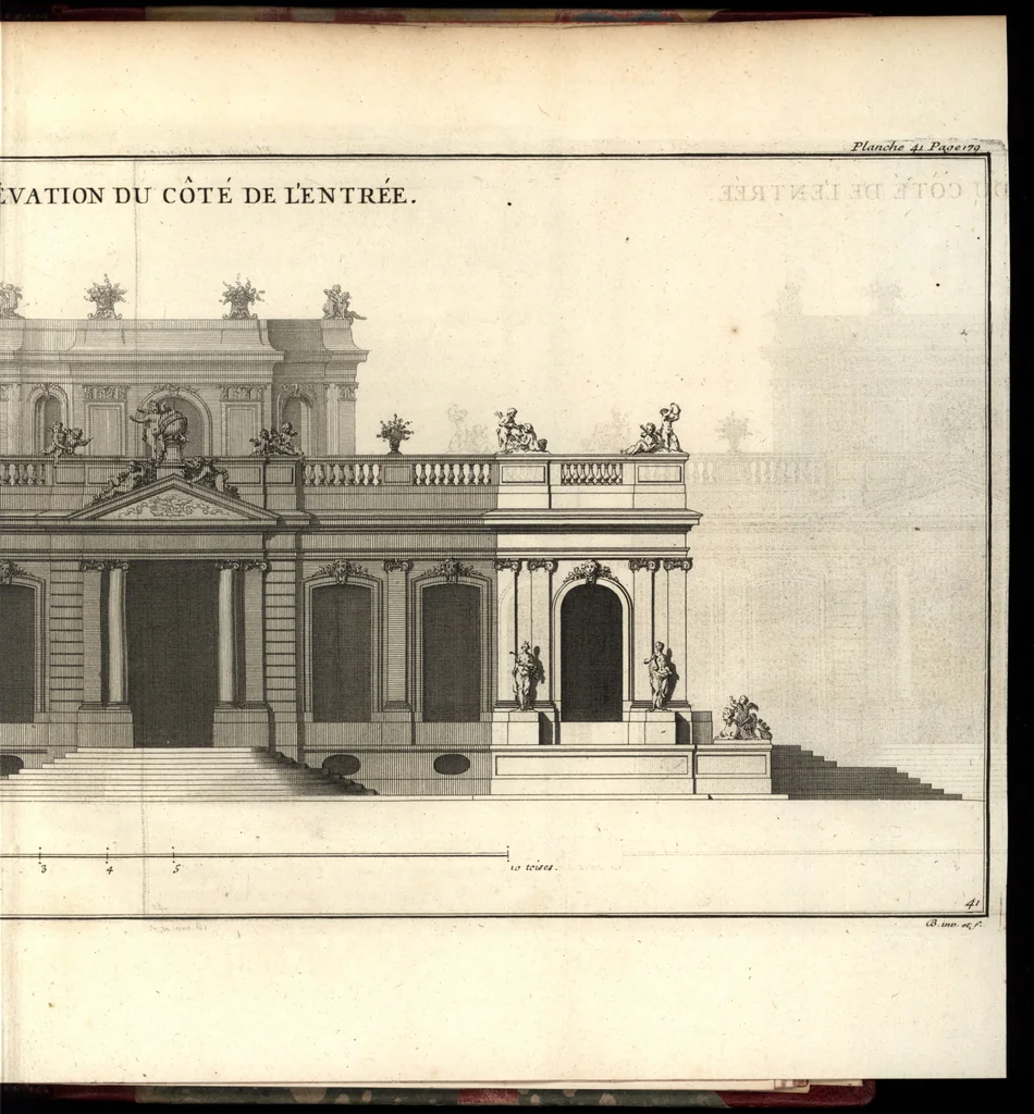 An illustration from De la distribution des maisons de plaisance, et de la decoration des edifices en general, 1737, leaf 364