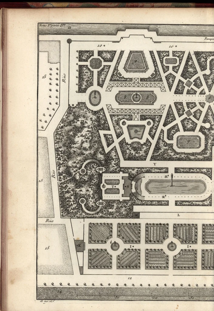 An illustration from De la distribution des maisons de plaisance, et de la decoration des edifices en general, 1737, leaf 43