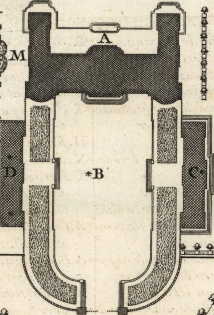 An illustration from De la distribution des maisons de plaisance, et de la decoration des edifices en general, 1737, leaf 44