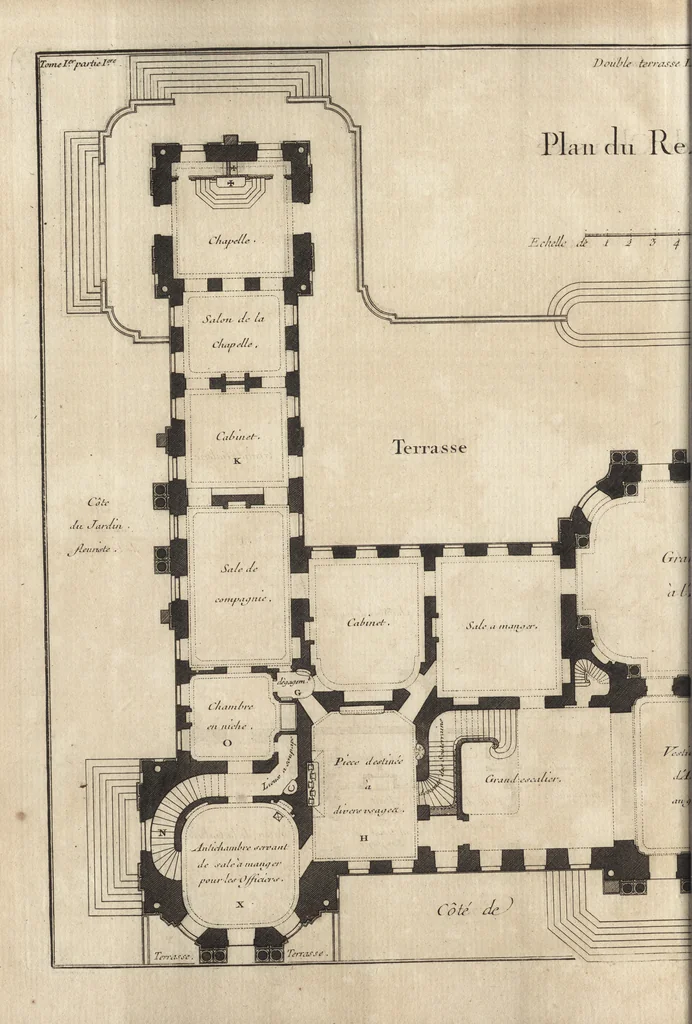 An illustration from De la distribution des maisons de plaisance, et de la decoration des edifices en general, 1737, leaf 57