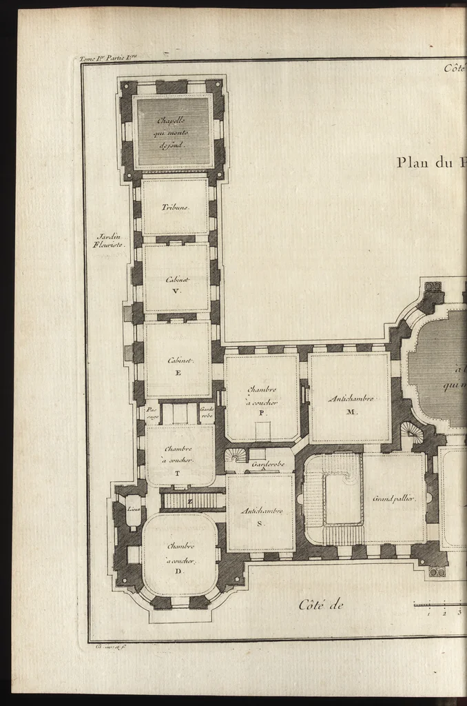 An illustration from De la distribution des maisons de plaisance, et de la decoration des edifices en general, 1737, leaf 79