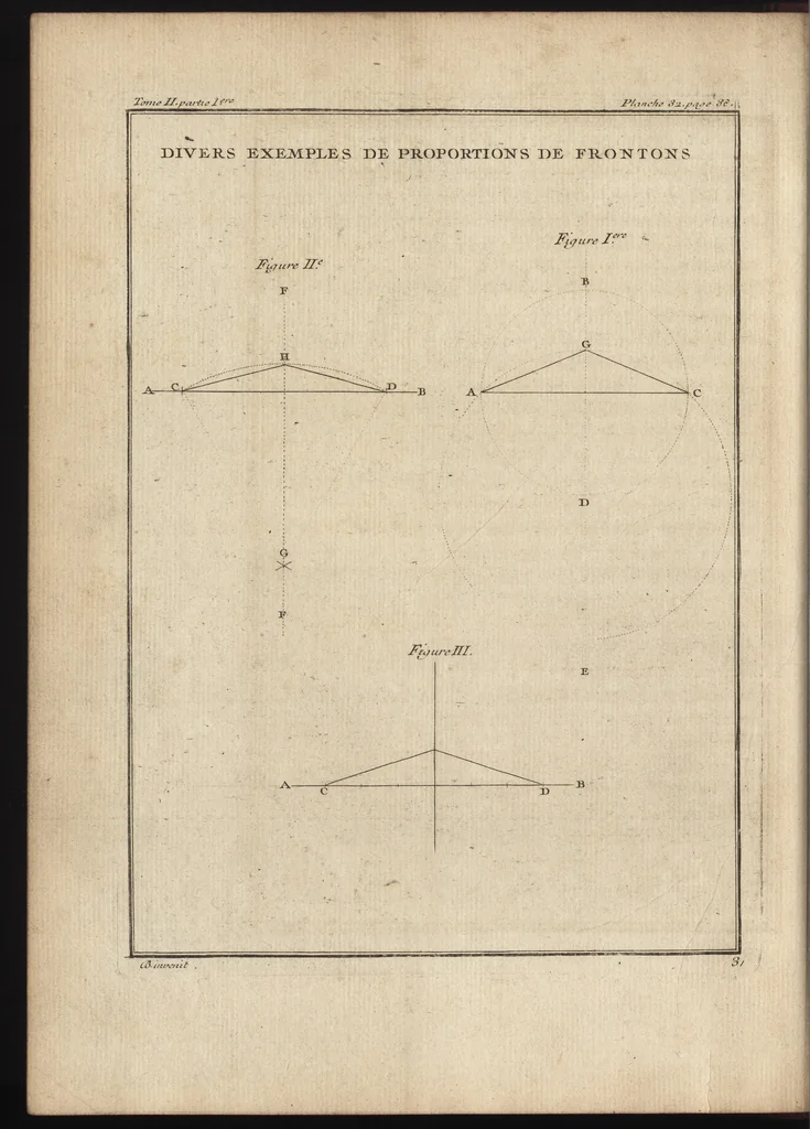 An illustration from De la distribution des maisons de plaisance, et de la decoration des edifices en general, 1737, leaf 107