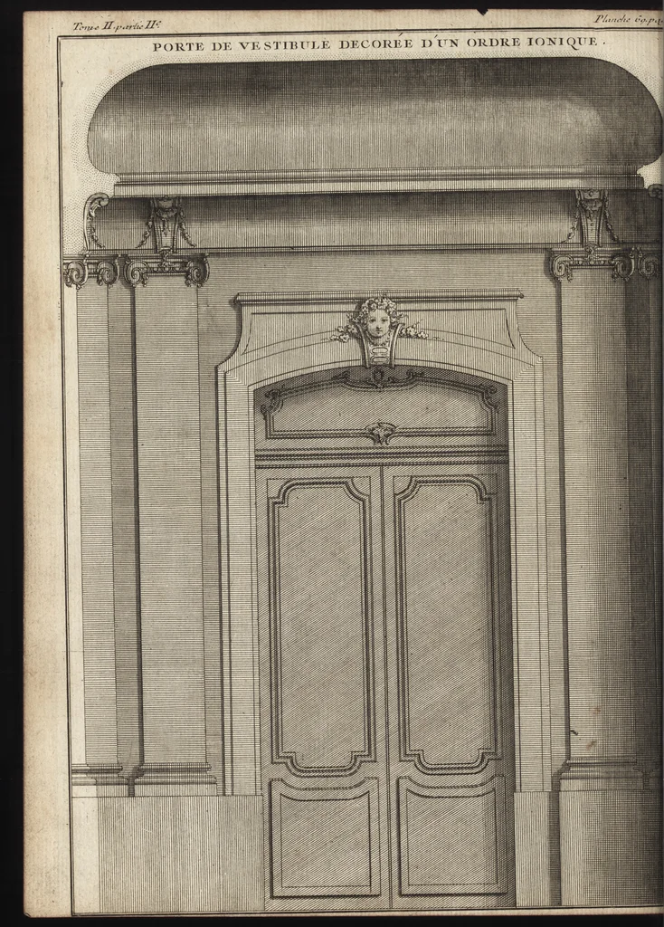 An illustration from De la distribution des maisons de plaisance, et de la decoration des edifices en general, 1737, leaf 223