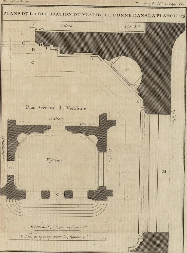 An illustration from De la distribution des maisons de plaisance, et de la decoration des edifices en general, 1737, leaf 256