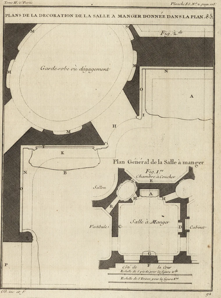An illustration from De la distribution des maisons de plaisance, et de la decoration des edifices en general, 1737, leaf 338