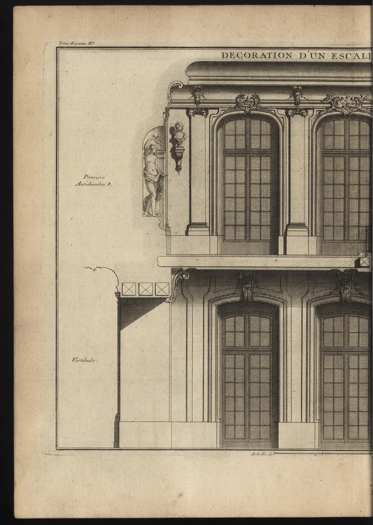 An illustration from De la distribution des maisons de plaisance, et de la decoration des edifices en general, 1737, leaf 377