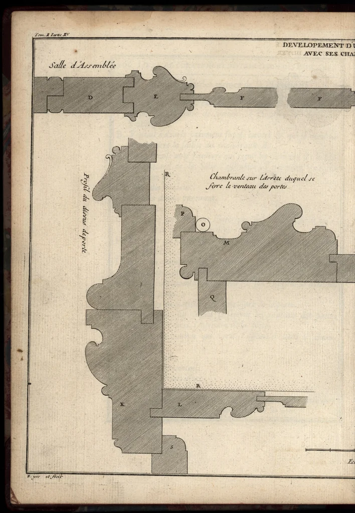 An illustration from De la distribution des maisons de plaisance, et de la decoration des edifices en general, 1737, leaf 423