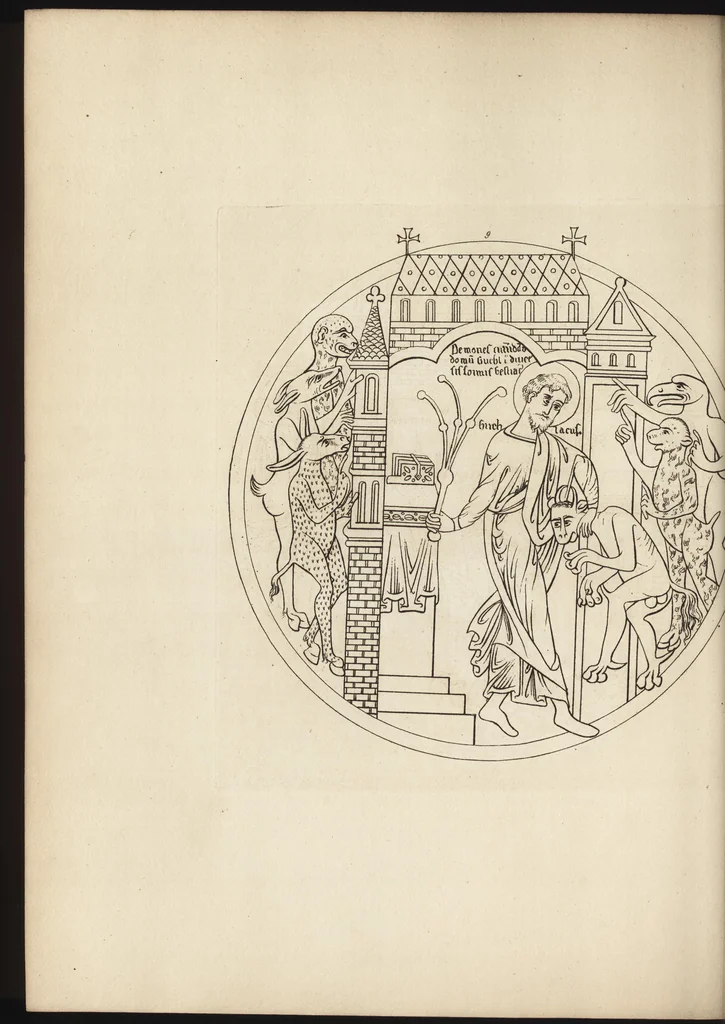 An illustration from The antiquaries museum : illustrating the antient architecture, painting, and sculpture of Great Britain, from the time of the Saxons to the introduction of the Grecian and Roman architecture by Inigo Jones in the reign of King James I., 1800, leaf 195
