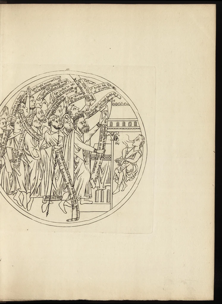 An illustration from The antiquaries museum : illustrating the antient architecture, painting, and sculpture of Great Britain, from the time of the Saxons to the introduction of the Grecian and Roman architecture by Inigo Jones in the reign of King James I., 1800, leaf 236