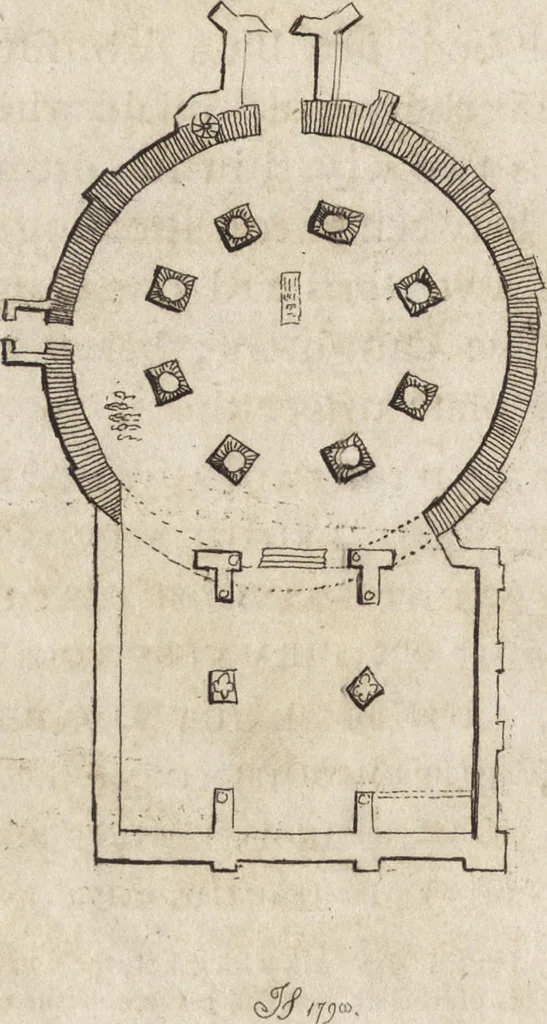 An illustration from The antiquaries museum : illustrating the antient architecture, painting, and sculpture of Great Britain, from the time of the Saxons to the introduction of the Grecian and Roman architecture by Inigo Jones in the reign of King James I., 1800, leaf 25