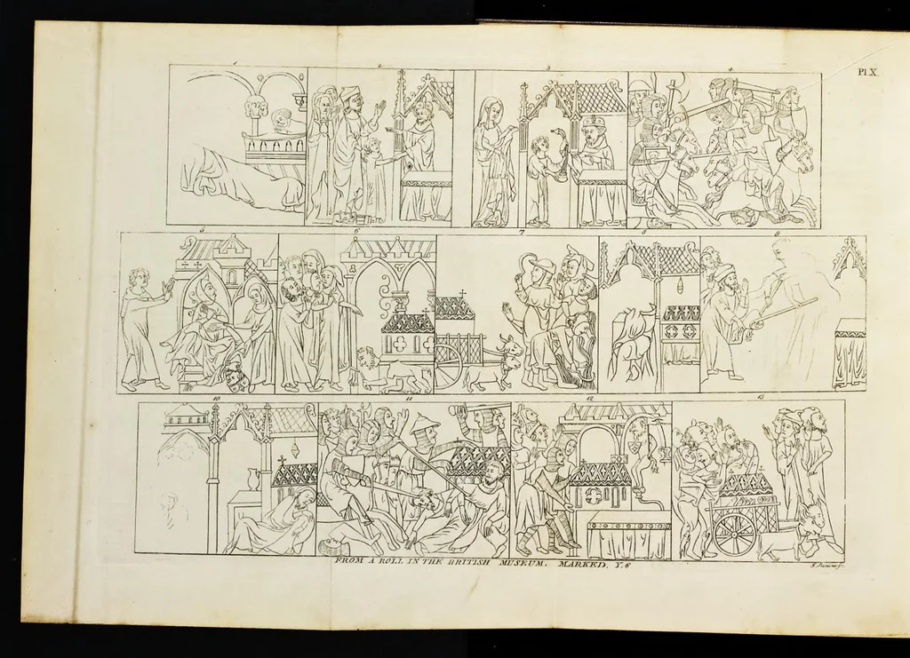 An illustration from The antiquaries museum : illustrating the antient architecture, painting, and sculpture of Great Britain, from the time of the Saxons to the introduction of the Grecian and Roman architecture by Inigo Jones in the reign of King James I., 1800, leaf 261