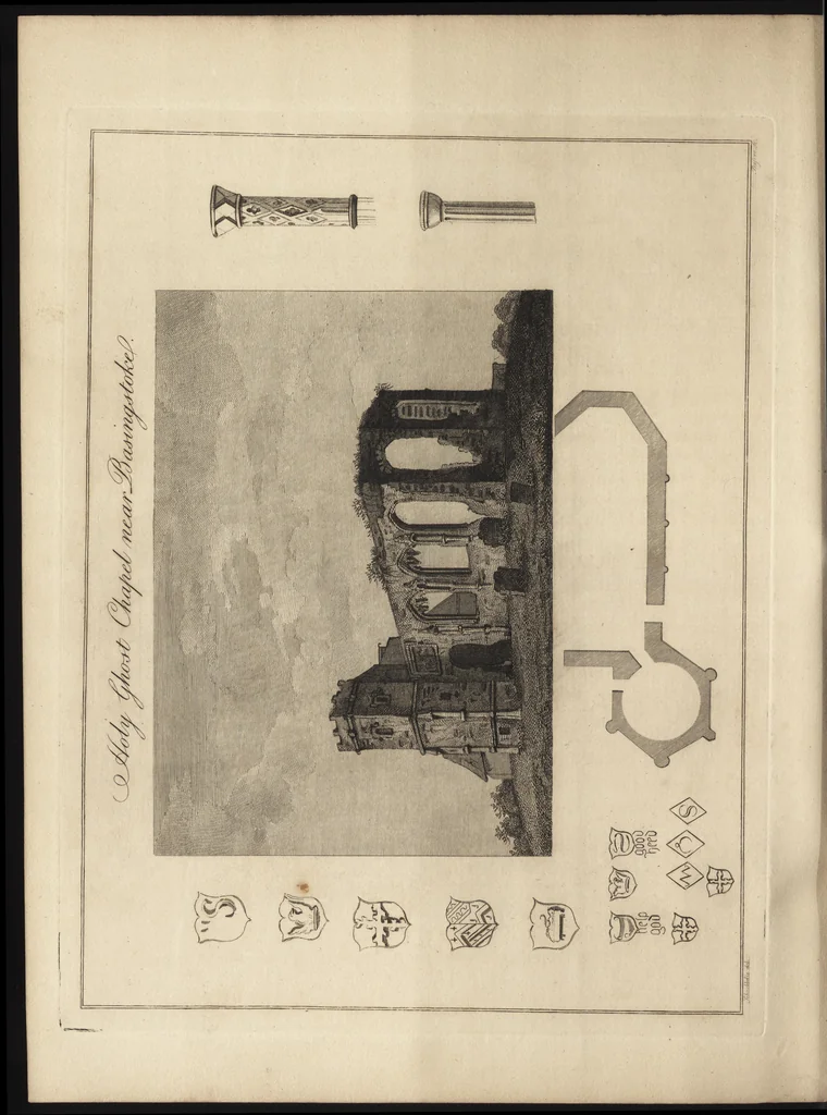 An illustration from The antiquaries museum : illustrating the antient architecture, painting, and sculpture of Great Britain, from the time of the Saxons to the introduction of the Grecian and Roman architecture by Inigo Jones in the reign of King James I., 1800, leaf 269