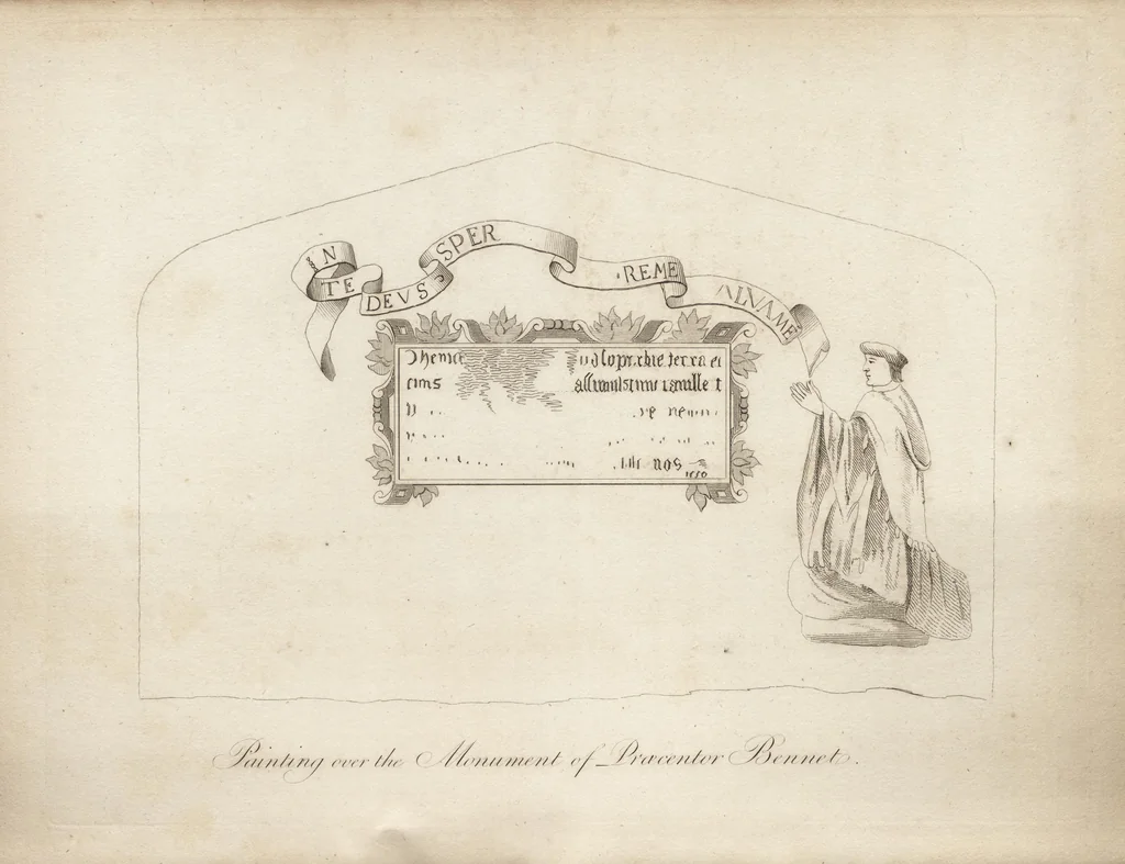 An illustration from The antiquaries museum : illustrating the antient architecture, painting, and sculpture of Great Britain, from the time of the Saxons to the introduction of the Grecian and Roman architecture by Inigo Jones in the reign of King James I., 1800, leaf 295