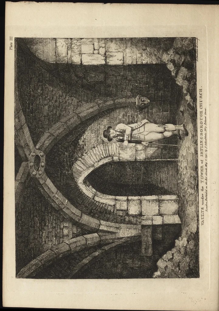 An illustration from The antiquaries museum : illustrating the antient architecture, painting, and sculpture of Great Britain, from the time of the Saxons to the introduction of the Grecian and Roman architecture by Inigo Jones in the reign of King James I., 1800, leaf 55