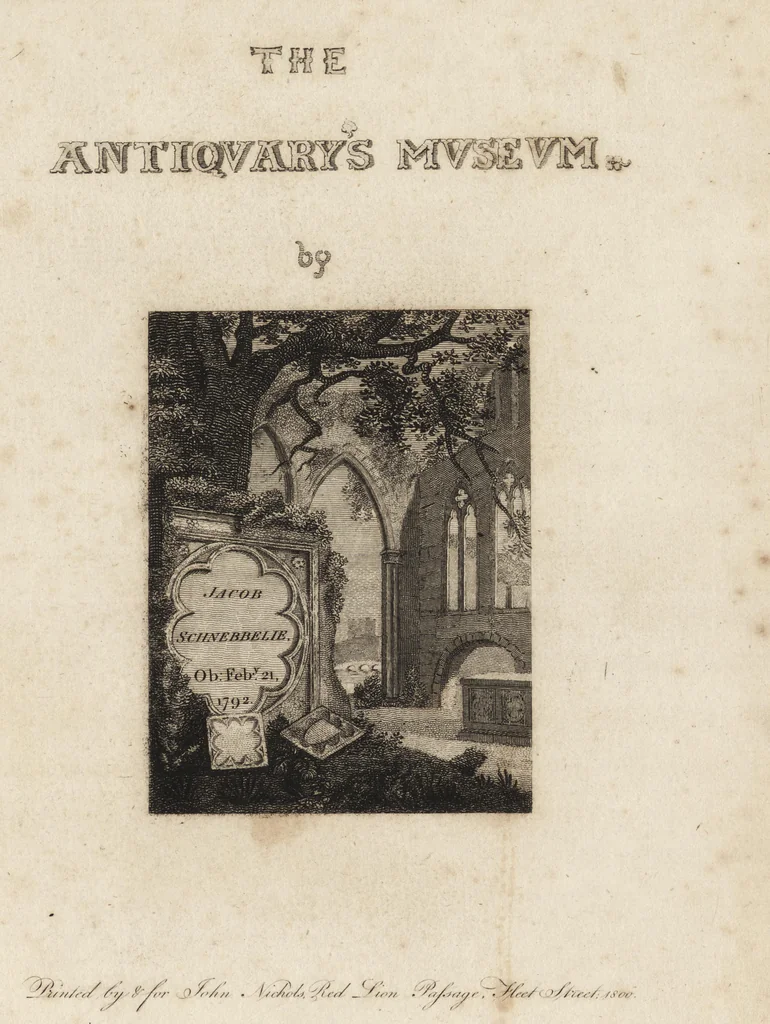 An illustration from The antiquaries museum : illustrating the antient architecture, painting, and sculpture of Great Britain, from the time of the Saxons to the introduction of the Grecian and Roman architecture by Inigo Jones in the reign of King James I., 1800, leaf 6
