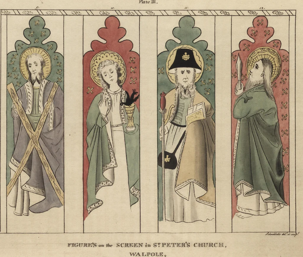 An illustration from The antiquaries museum : illustrating the antient architecture, painting, and sculpture of Great Britain, from the time of the Saxons to the introduction of the Grecian and Roman architecture by Inigo Jones in the reign of King James I., 1800, leaf 69
