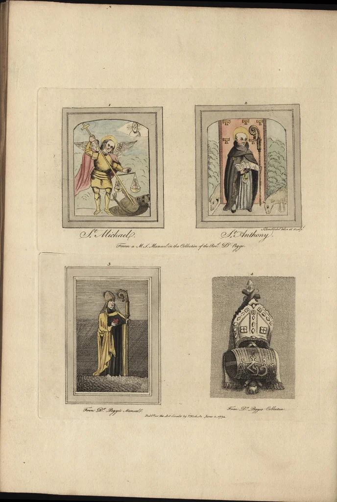 An illustration from The antiquaries museum : illustrating the antient architecture, painting, and sculpture of Great Britain, from the time of the Saxons to the introduction of the Grecian and Roman architecture by Inigo Jones in the reign of King James I., 1800, leaf 73