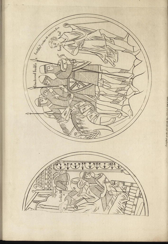 An illustration from The antiquaries museum : illustrating the antient architecture, painting, and sculpture of Great Britain, from the time of the Saxons to the introduction of the Grecian and Roman architecture by Inigo Jones in the reign of King James I., 1800, leaf 97