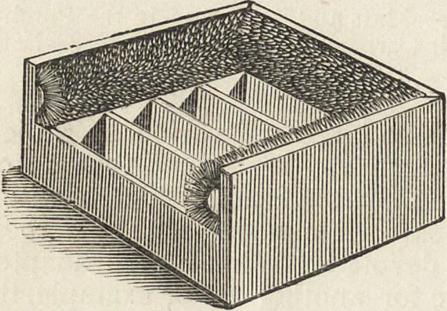 An illustration from Beeton's housewife's treasury of domestic information : comprising complete and practical instructions on the house and its furniture, artistic decoration economy, toilet, children, etiquette, domestic and fancy needlework, dressmaking and millinery, and all other household matters : with every requisite direction to secure the comfort, elegance, and prosperity of the home : a companion volume to "Mrs. Beeton's book of household management" : profusely illustrated, 1879, leaf 185