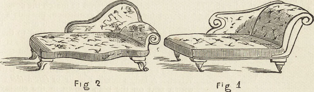 An illustration from Beeton's housewife's treasury of domestic information : comprising complete and practical instructions on the house and its furniture, artistic decoration economy, toilet, children, etiquette, domestic and fancy needlework, dressmaking and millinery, and all other household matters : with every requisite direction to secure the comfort, elegance, and prosperity of the home : a companion volume to "Mrs. Beeton's book of household management" : profusely illustrated, 1879, leaf 194
