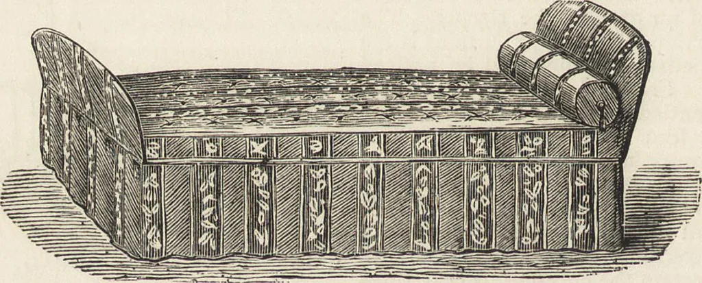 An illustration from Beeton's housewife's treasury of domestic information : comprising complete and practical instructions on the house and its furniture, artistic decoration economy, toilet, children, etiquette, domestic and fancy needlework, dressmaking and millinery, and all other household matters : with every requisite direction to secure the comfort, elegance, and prosperity of the home : a companion volume to "Mrs. Beeton's book of household management" : profusely illustrated, 1879, leaf 215