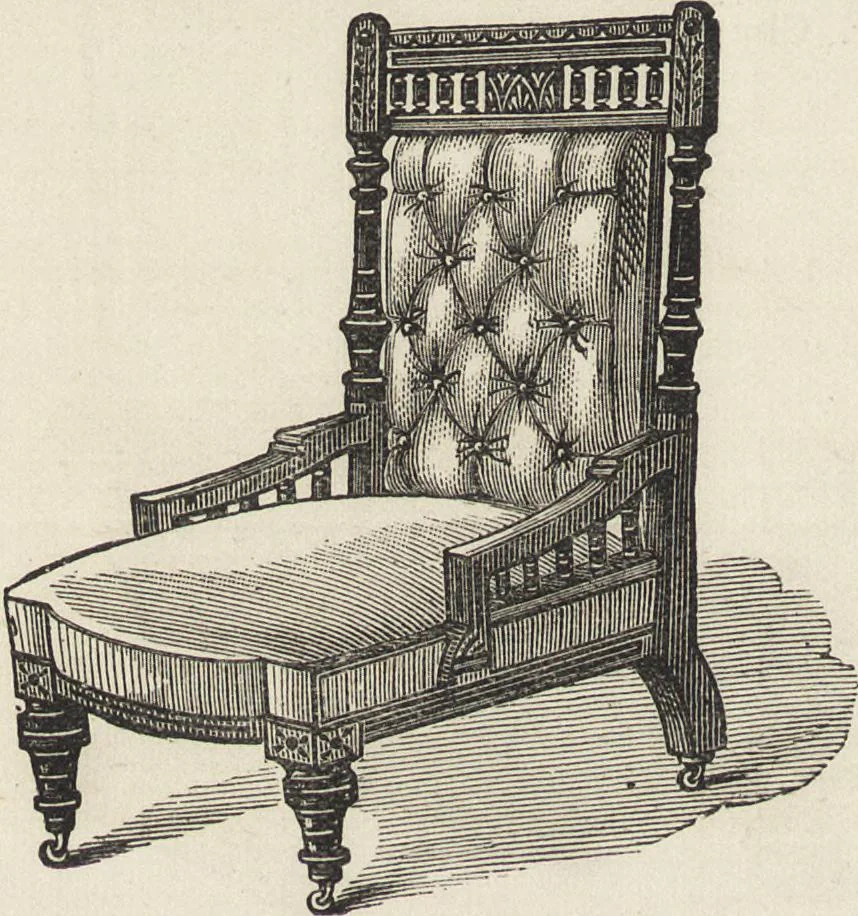 An illustration from Beeton's housewife's treasury of domestic information : comprising complete and practical instructions on the house and its furniture, artistic decoration economy, toilet, children, etiquette, domestic and fancy needlework, dressmaking and millinery, and all other household matters : with every requisite direction to secure the comfort, elegance, and prosperity of the home : a companion volume to "Mrs. Beeton's book of household management" : profusely illustrated, 1879, leaf 279