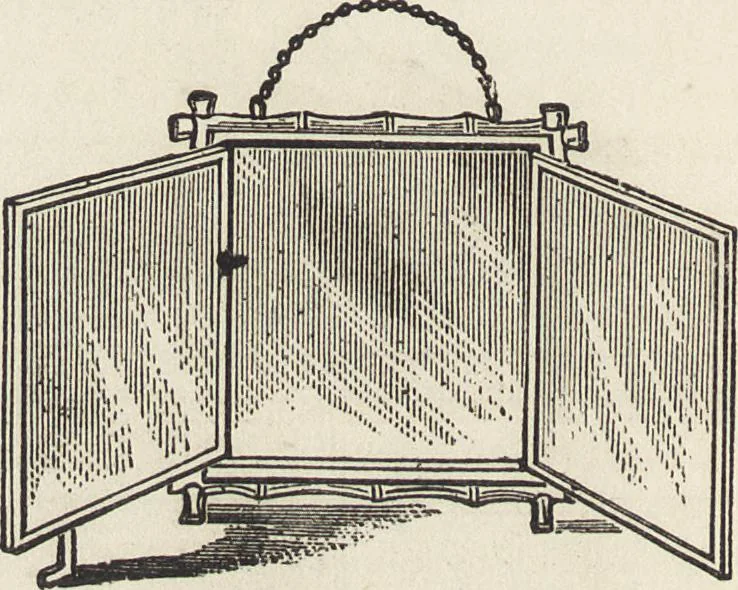 An illustration from Beeton's housewife's treasury of domestic information : comprising complete and practical instructions on the house and its furniture, artistic decoration economy, toilet, children, etiquette, domestic and fancy needlework, dressmaking and millinery, and all other household matters : with every requisite direction to secure the comfort, elegance, and prosperity of the home : a companion volume to "Mrs. Beeton's book of household management" : profusely illustrated, 1879, leaf 301