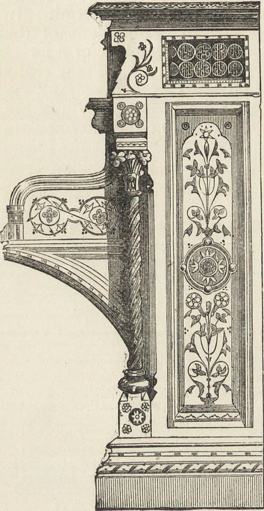 An illustration from Beeton's housewife's treasury of domestic information : comprising complete and practical instructions on the house and its furniture, artistic decoration economy, toilet, children, etiquette, domestic and fancy needlework, dressmaking and millinery, and all other household matters : with every requisite direction to secure the comfort, elegance, and prosperity of the home : a companion volume to "Mrs. Beeton's book of household management" : profusely illustrated, 1879, leaf 323