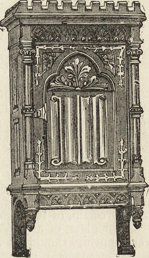 An illustration from Beeton's housewife's treasury of domestic information : comprising complete and practical instructions on the house and its furniture, artistic decoration economy, toilet, children, etiquette, domestic and fancy needlework, dressmaking and millinery, and all other household matters : with every requisite direction to secure the comfort, elegance, and prosperity of the home : a companion volume to "Mrs. Beeton's book of household management" : profusely illustrated, 1879, leaf 332
