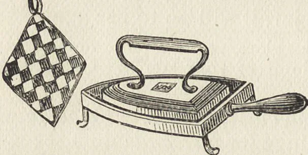 An illustration from Beeton's housewife's treasury of domestic information : comprising complete and practical instructions on the house and its furniture, artistic decoration economy, toilet, children, etiquette, domestic and fancy needlework, dressmaking and millinery, and all other household matters : with every requisite direction to secure the comfort, elegance, and prosperity of the home : a companion volume to "Mrs. Beeton's book of household management" : profusely illustrated, 1879, leaf 379