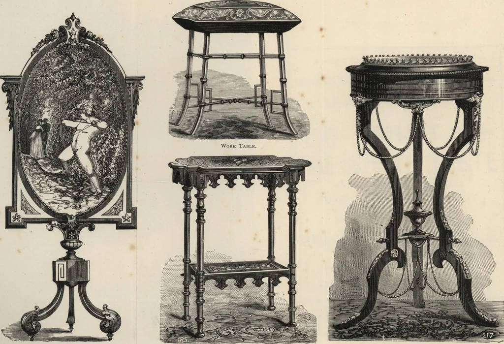 An illustration from Beeton's housewife's treasury of domestic information : comprising complete and practical instructions on the house and its furniture, artistic decoration economy, toilet, children, etiquette, domestic and fancy needlework, dressmaking and millinery, and all other household matters : with every requisite direction to secure the comfort, elegance, and prosperity of the home : a companion volume to "Mrs. Beeton's book of household management" : profusely illustrated, 1879, leaf 41