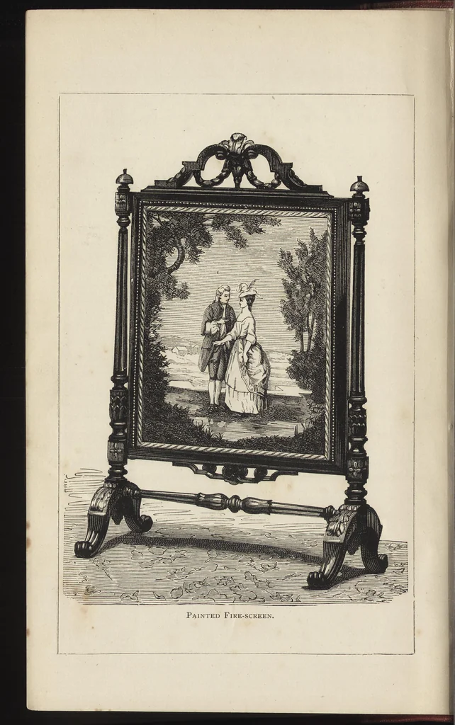 An illustration from Beeton's housewife's treasury of domestic information : comprising complete and practical instructions on the house and its furniture, artistic decoration economy, toilet, children, etiquette, domestic and fancy needlework, dressmaking and millinery, and all other household matters : with every requisite direction to secure the comfort, elegance, and prosperity of the home : a companion volume to "Mrs. Beeton's book of household management" : profusely illustrated, 1879, leaf 5