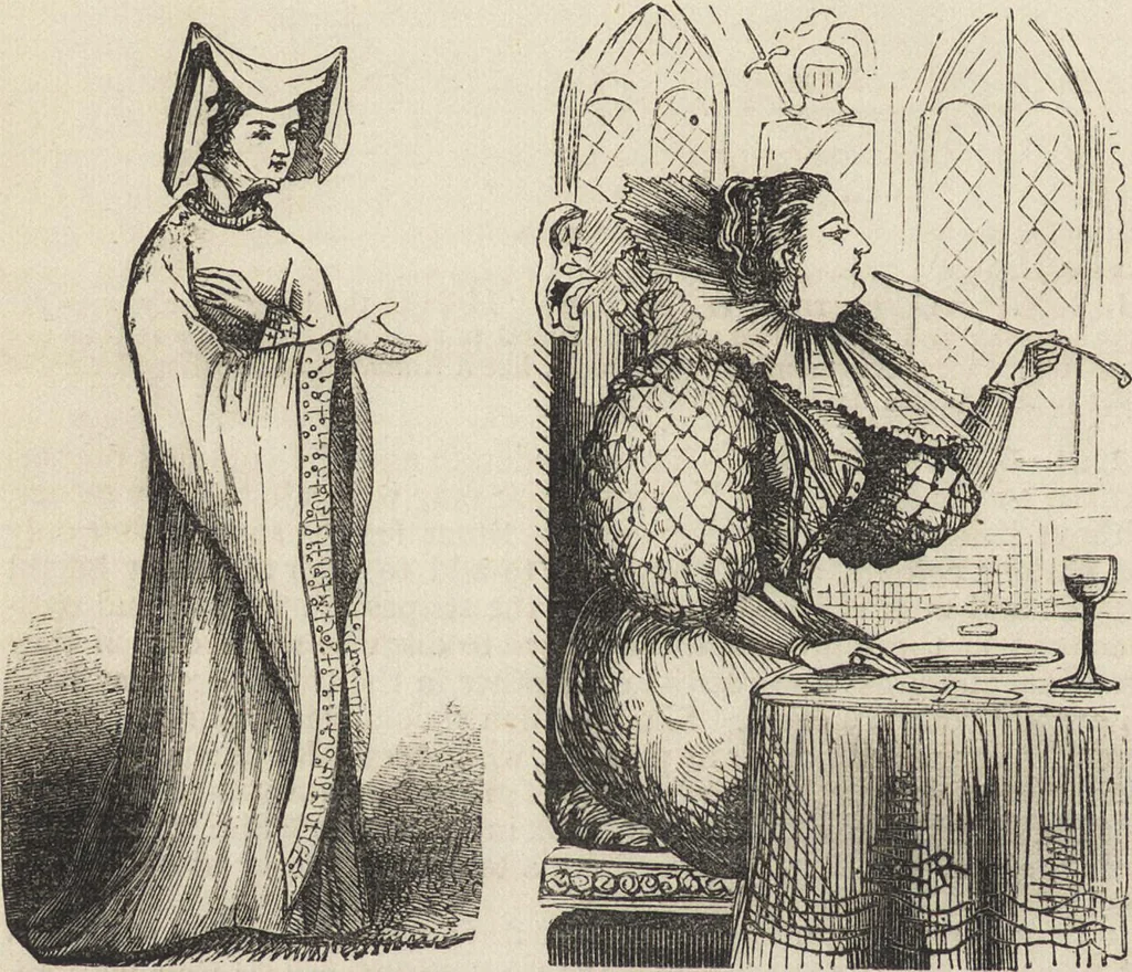 An illustration from Beeton's housewife's treasury of domestic information : comprising complete and practical instructions on the house and its furniture, artistic decoration economy, toilet, children, etiquette, domestic and fancy needlework, dressmaking and millinery, and all other household matters : with every requisite direction to secure the comfort, elegance, and prosperity of the home : a companion volume to "Mrs. Beeton's book of household management" : profusely illustrated, 1879, leaf 637