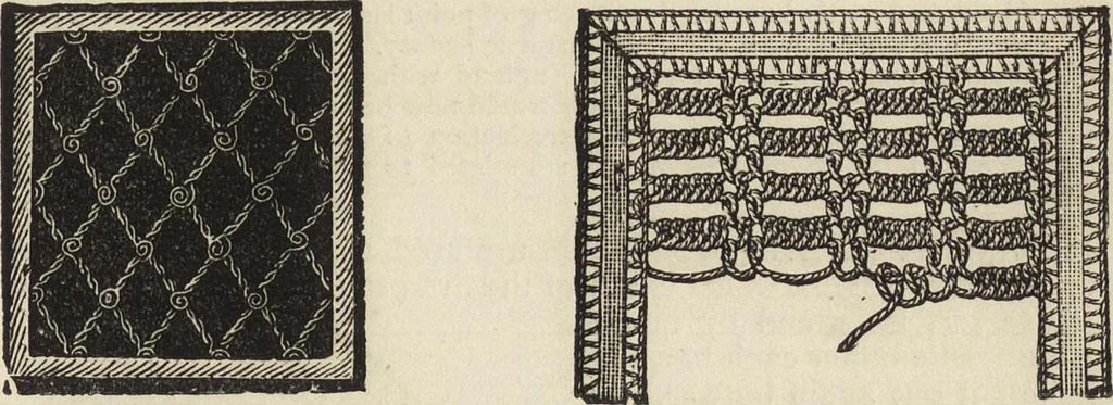 An illustration from Beeton's housewife's treasury of domestic information : comprising complete and practical instructions on the house and its furniture, artistic decoration economy, toilet, children, etiquette, domestic and fancy needlework, dressmaking and millinery, and all other household matters : with every requisite direction to secure the comfort, elegance, and prosperity of the home : a companion volume to "Mrs. Beeton's book of household management" : profusely illustrated, 1879, leaf 900