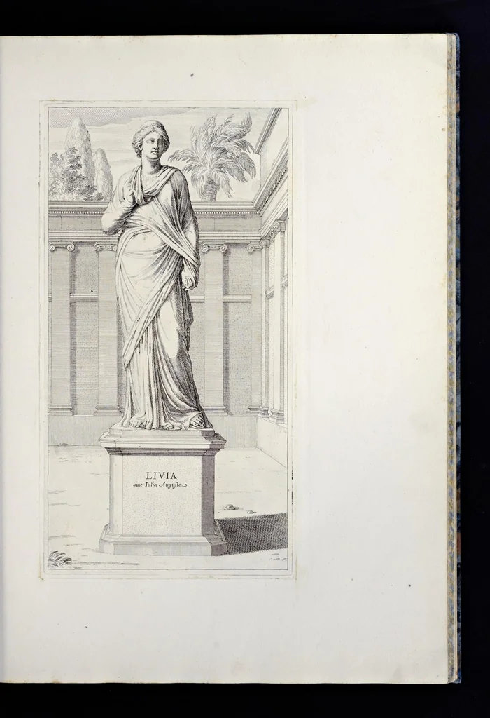 An illustration from Villa Pamphilia : eiusque palatium, cum suis prospectibus, statuae, fontes, vivaria, theatra, areolae, plantarum, viarumque ordines, cum eiusdem villae absoluta delineatione, 1650, leaf 102