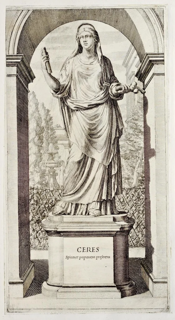 An illustration from Villa Pamphilia : eiusque palatium, cum suis prospectibus, statuae, fontes, vivaria, theatra, areolae, plantarum, viarumque ordines, cum eiusdem villae absoluta delineatione, 1650, leaf 38