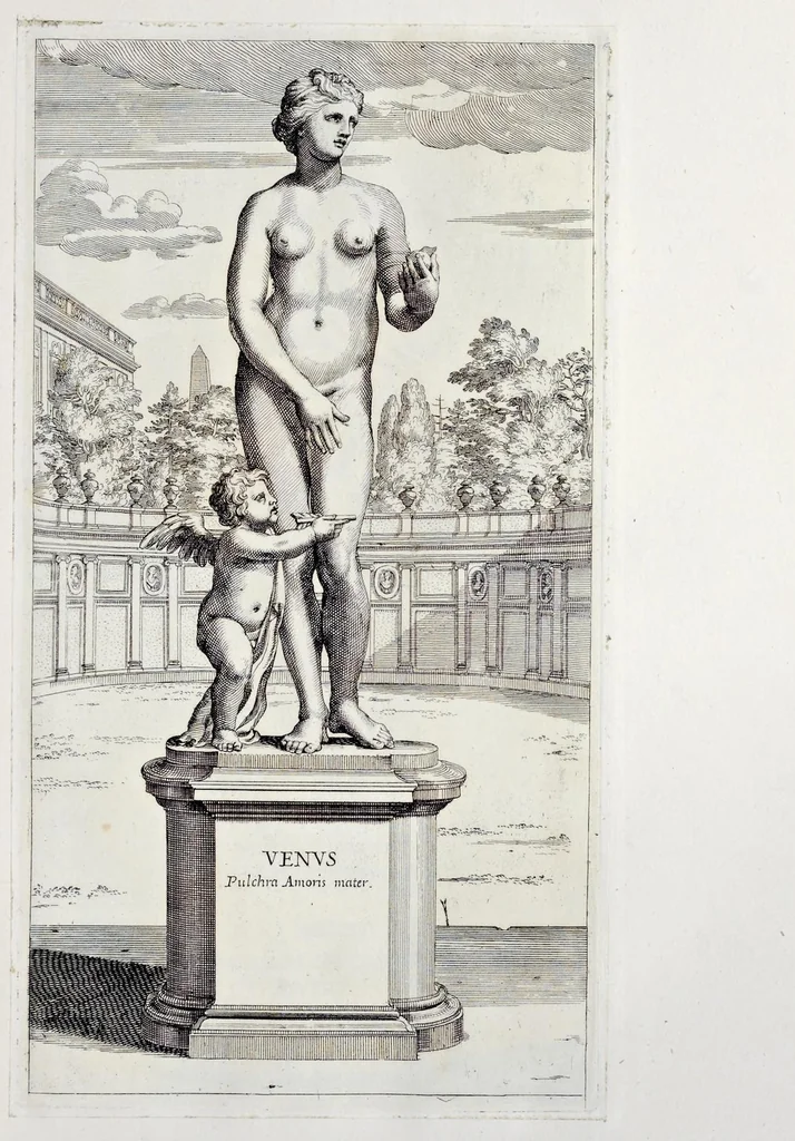 An illustration from Villa Pamphilia : eiusque palatium, cum suis prospectibus, statuae, fontes, vivaria, theatra, areolae, plantarum, viarumque ordines, cum eiusdem villae absoluta delineatione, 1650, leaf 72