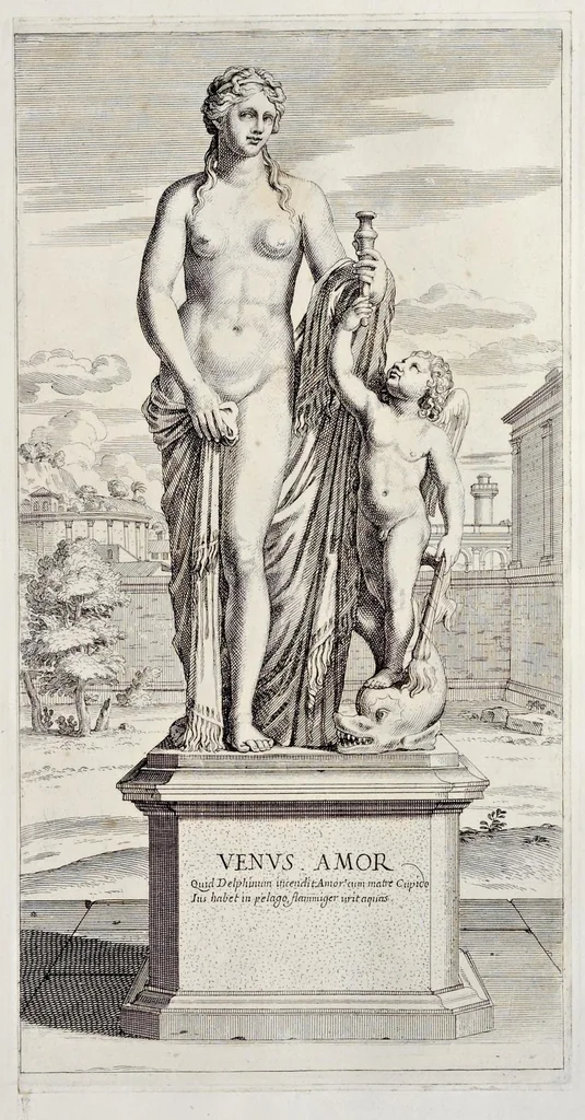 An illustration from Villa Pamphilia : eiusque palatium, cum suis prospectibus, statuae, fontes, vivaria, theatra, areolae, plantarum, viarumque ordines, cum eiusdem villae absoluta delineatione, 1650, leaf 84