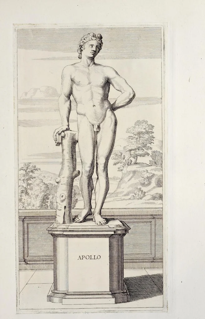 An illustration from Villa Pamphilia : eiusque palatium, cum suis prospectibus, statuae, fontes, vivaria, theatra, areolae, plantarum, viarumque ordines, cum eiusdem villae absoluta delineatione, 1650, leaf 86