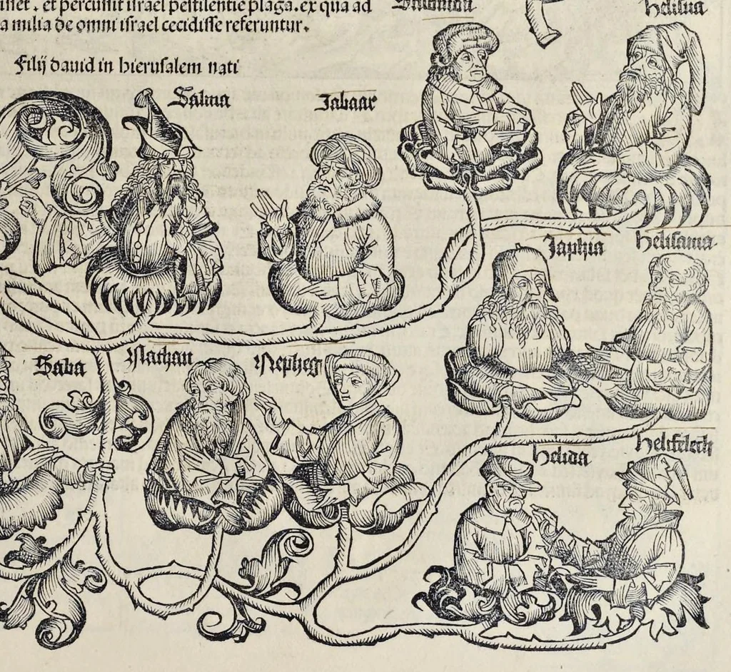 An illustration from Registrum huius operis libri cronicarum cu[m] figuris et ymagi[ni]bus ab inicio mu[n]di, leaf 136