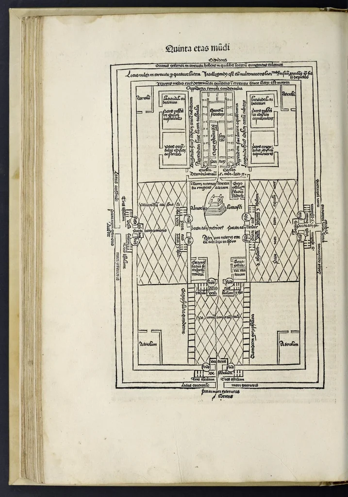 An illustration from Registrum huius operis libri cronicarum cu[m] figuris et ymagi[ni]bus ab inicio mu[n]di, leaf 177