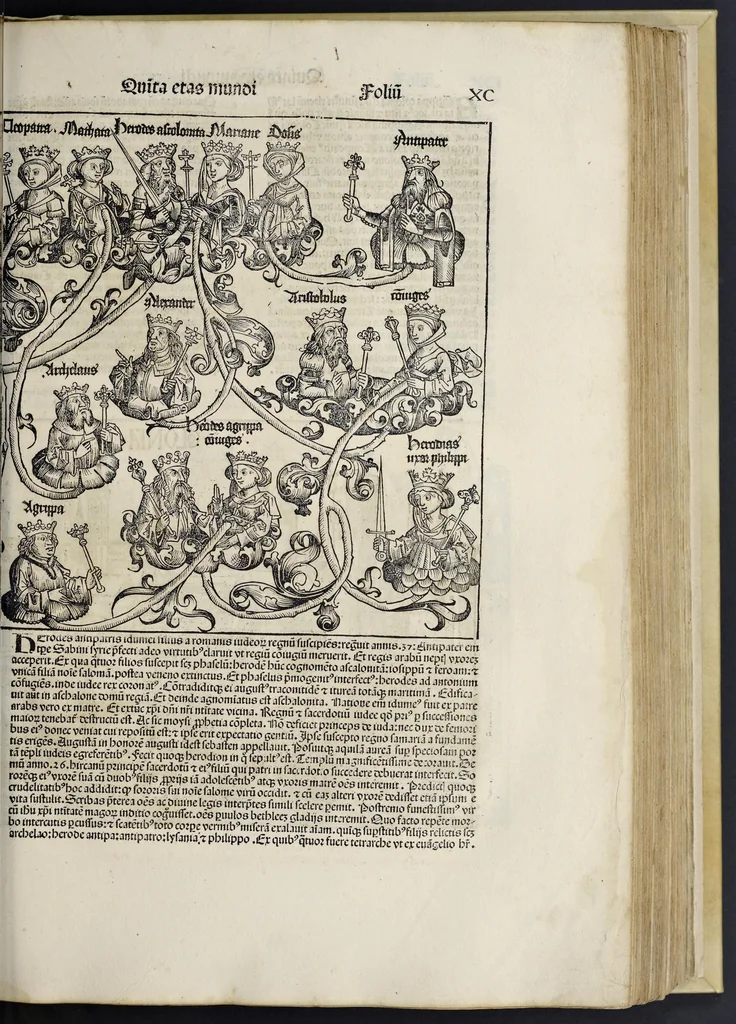 An illustration from Registrum huius operis libri cronicarum cu[m] figuris et ymagi[ni]bus ab inicio mu[n]di, leaf 222