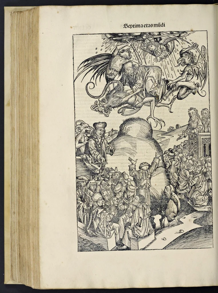 An illustration from Registrum huius operis libri cronicarum cu[m] figuris et ymagi[ni]bus ab inicio mu[n]di, leaf 565