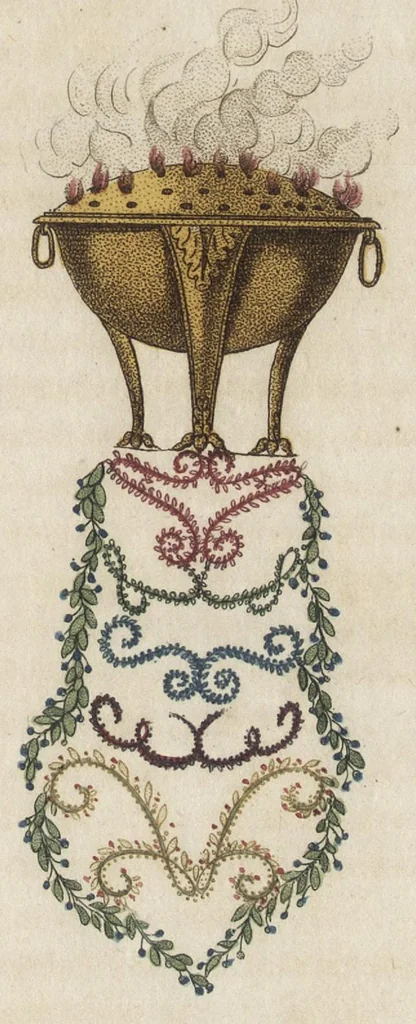 An illustration from Arabesques mythologiques, ou, Les attributs de toutes les divinités de la fable : en 54 planches gravées d'après les dessins coloriés de Madame de Genlis ... : ouvrage fait pour servir à l'éducation de la jeunesse, 1810, leaf 106