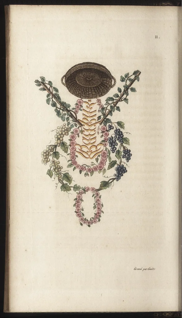 An illustration from Arabesques mythologiques, ou, Les attributs de toutes les divinités de la fable : en 54 planches gravées d'après les dessins coloriés de Madame de Genlis ... : ouvrage fait pour servir à l'éducation de la jeunesse, 1810, leaf 99